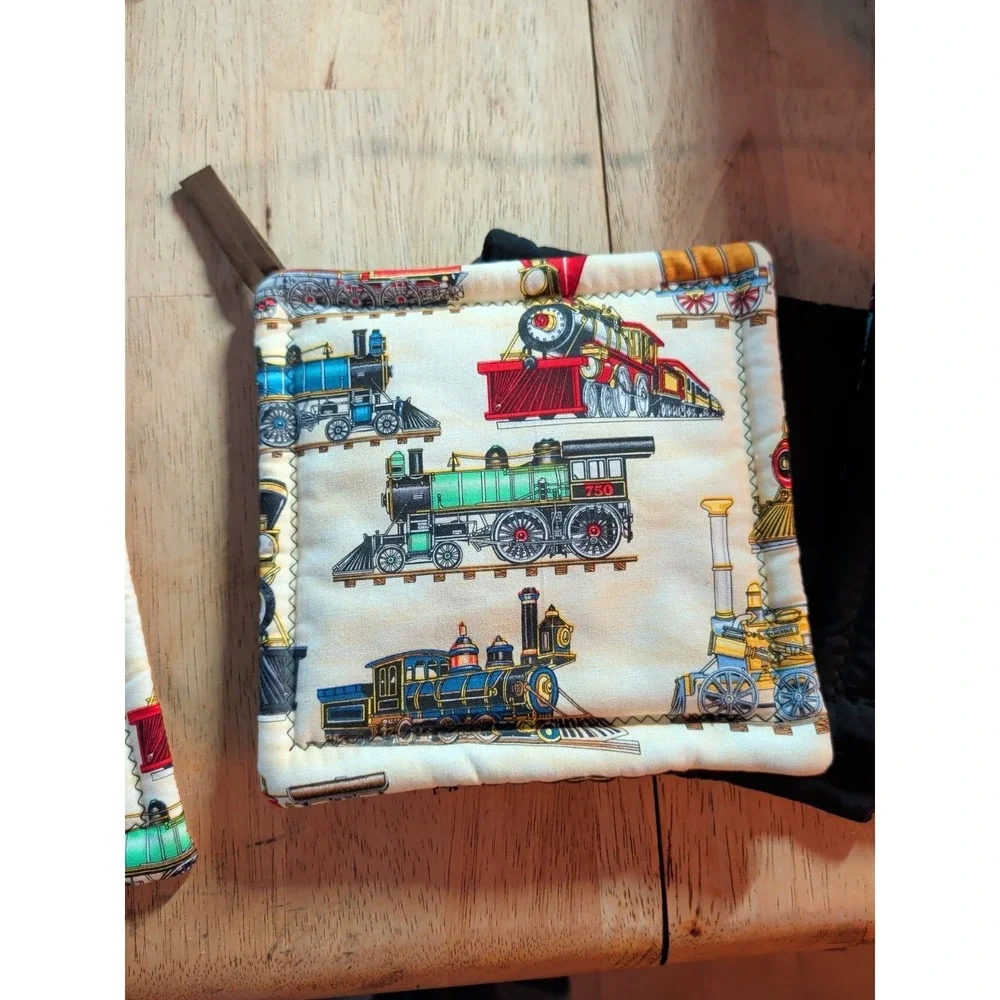 Lot Of 4 Vintage Train‎ Pot Holders With Hook Passed 6 X 6